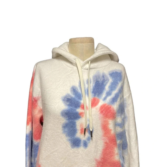 FEAT BlanketBlend Tie Dye Americana Red White Blue Unisex Men's Hoodie Small - Picture 2 of 9